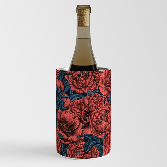 Peony flowers and moths Wine Chiller