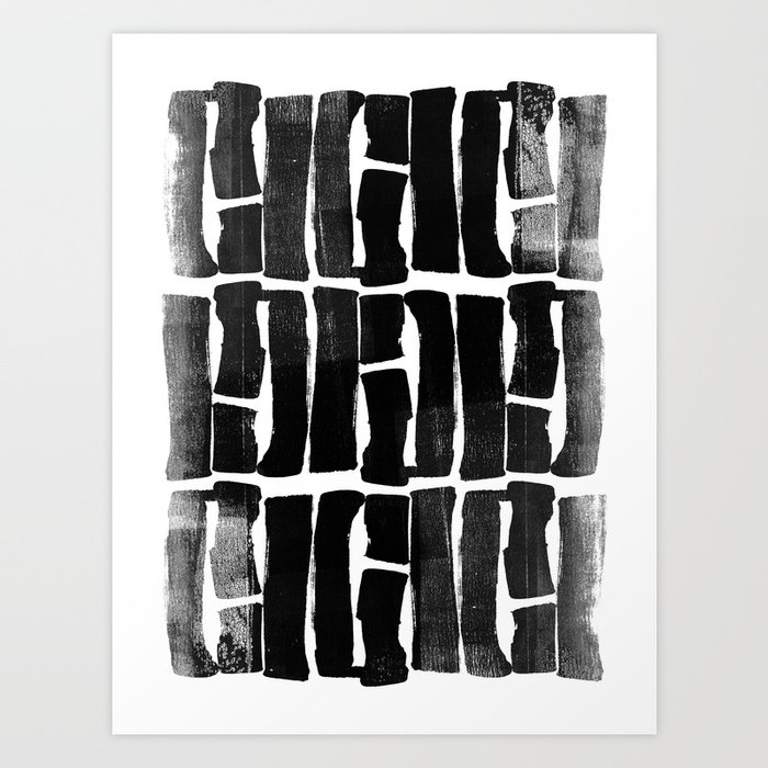 Black And White Minimalist Abstract Pattern Rhythmic Art Print