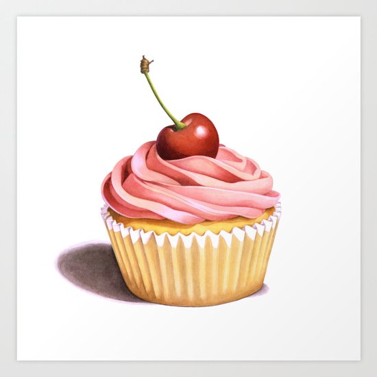 The Perfect Pink Cupcake Art Print