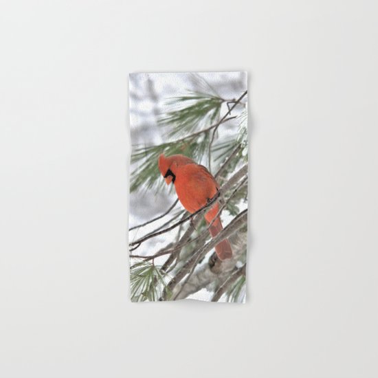 Snow Globe Cardinal (square) Hand & Bath Towel