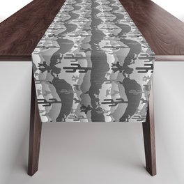 Cactus Mountains Desert Landscape Pattern – Grey Table Runner