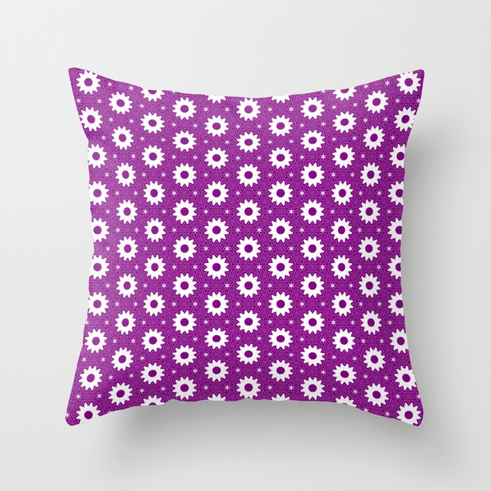 Purple & white - geo pattern Throw Pillow