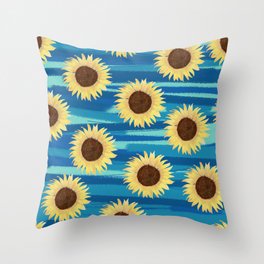 Sunflowers On Water Abstract Pattern Throw Pillow