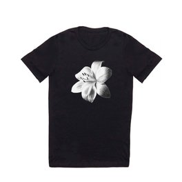White Lily Black Background T Shirt