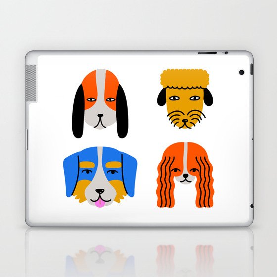 Funny colorful dog face cartoon print Laptop & iPad Skin