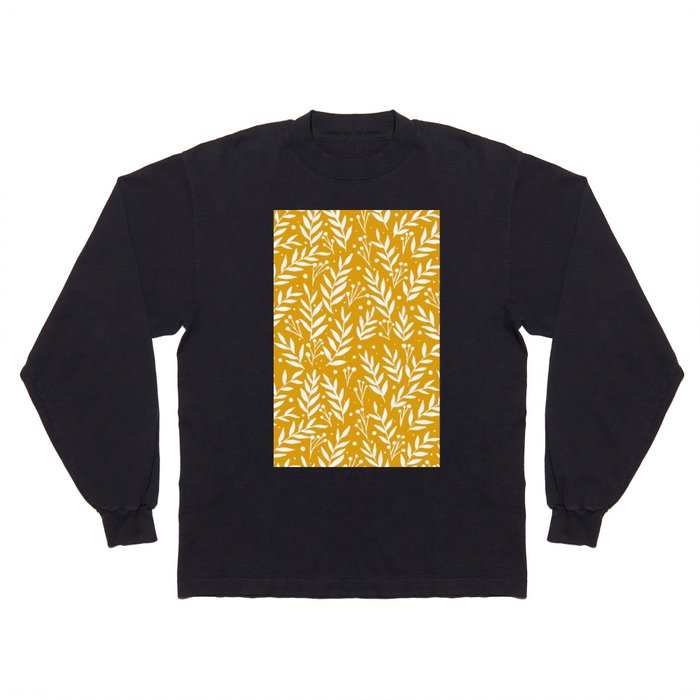 Festive branches - yellow ochre Long Sleeve T Shirt