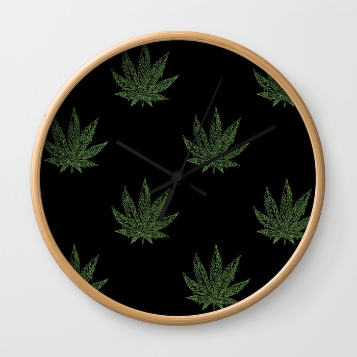 Sweet Leaf Blacklight Green Wall Clock