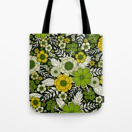 Modern Yellow & Green Floral Pattern Tote Bag