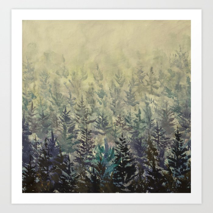 Dream Foggy Forest Landscape Acrylic Painting Fine Art On Canvas