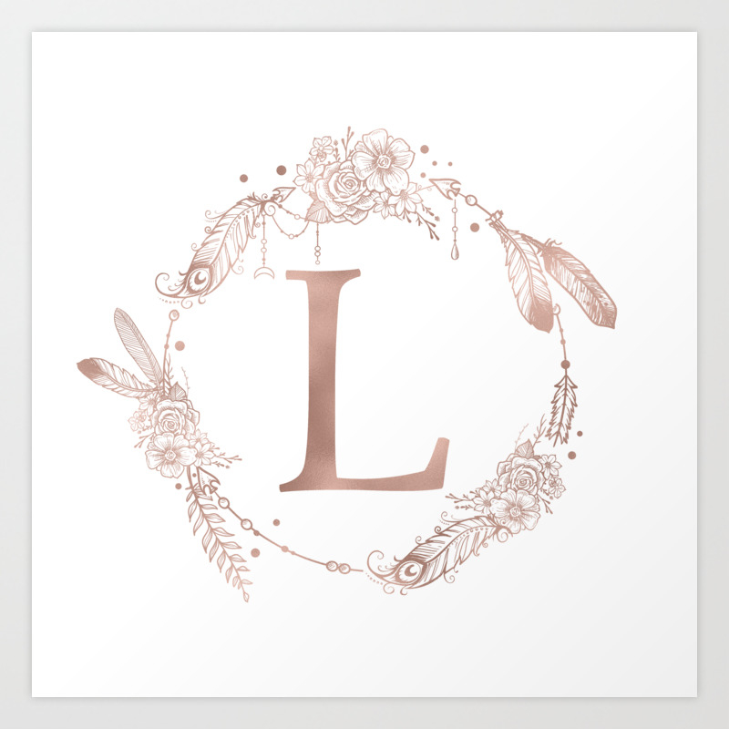 Letter L Rose Gold Pink Initial Monogram Art Print By Naturemagick Society6