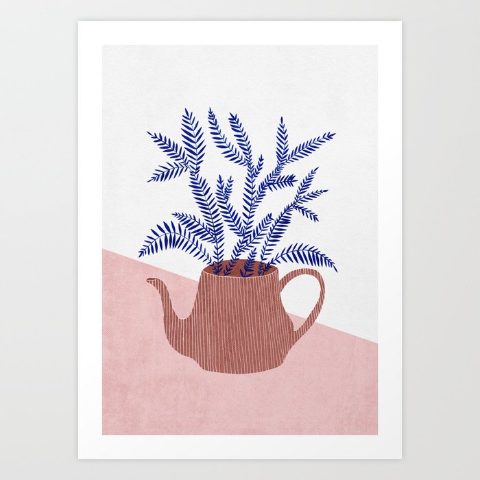 Teapot and Fern Art Print