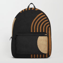 Midnight Jazz - Minimal Geometric Abstract - Black 1 Backpack | Rainbow, Contemporary, Graphicdesign, Midcenturymodern, Shapes, Elegant, Stylish, Boho, Circle, Hollywoodglam 