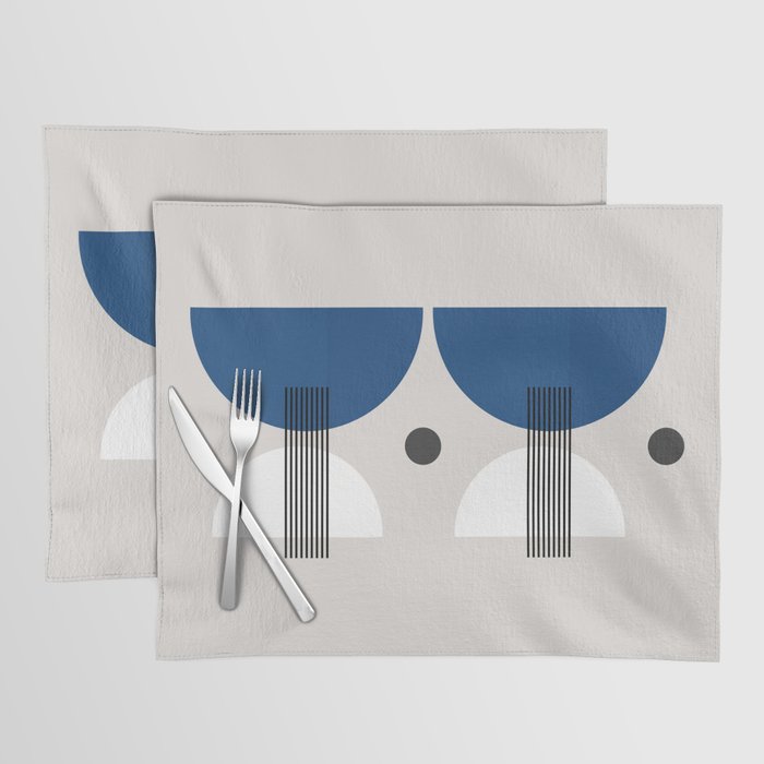 Abstraction_SUN_GEOMETRIC_SHAPE_BALANCE_BLUE_POP_ART_0602A Placemat by