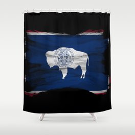 Wyoming state flag brush stroke, Wyoming flag background Shower Curtain