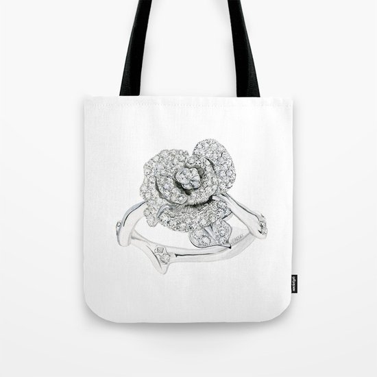 Silver Rose Ring Tote Bag