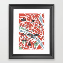Paris Map Red Framed Art Print