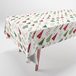 Scandinavian Christmas Trees Pattern - Red Green Tablecloth