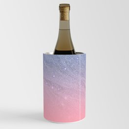 Modern blush coral pink pastel blue elegant faux glitter Wine Chiller
