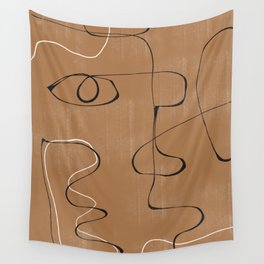 Abstract Face One Line Wall Tapestry