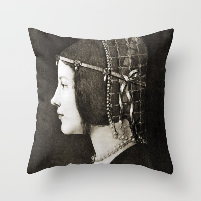 Bianca Sforza by Leonardo da Vinci Throw Pillow
