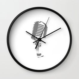 Microphone Silhouette Grey Wall Clock