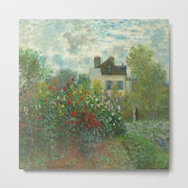 Claude Monet The Artist's Garden In Argenteuil A Corner Of The Garden With Dahlias 1873 Metal Print | Claudemonetretro, French, Frenchart, Violet, Gardeninargenteuil, Withdahlias, Claudemonetgarden, Monet, Inargenteuil, Claudemonet 