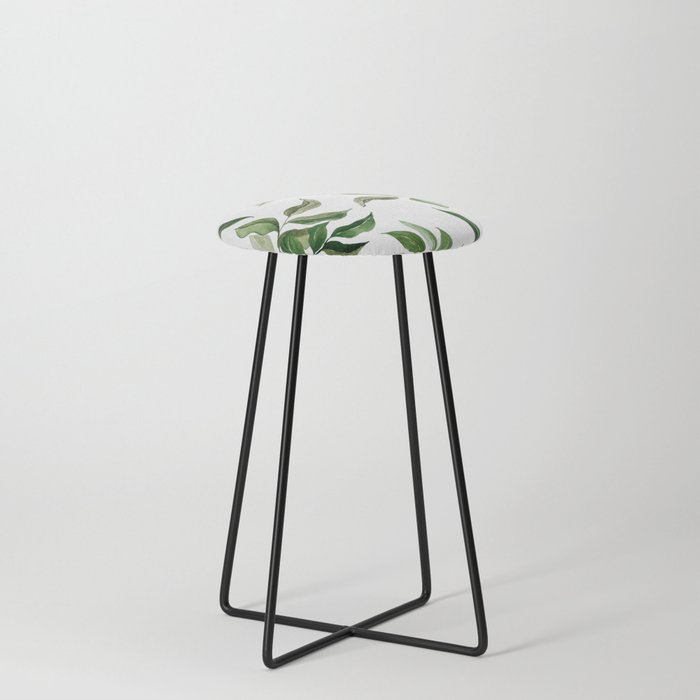 Green Tropical Pattern Counter Stool