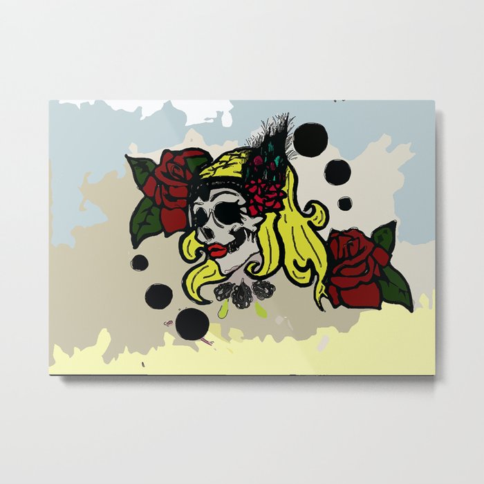 Skull with roses Metal Print