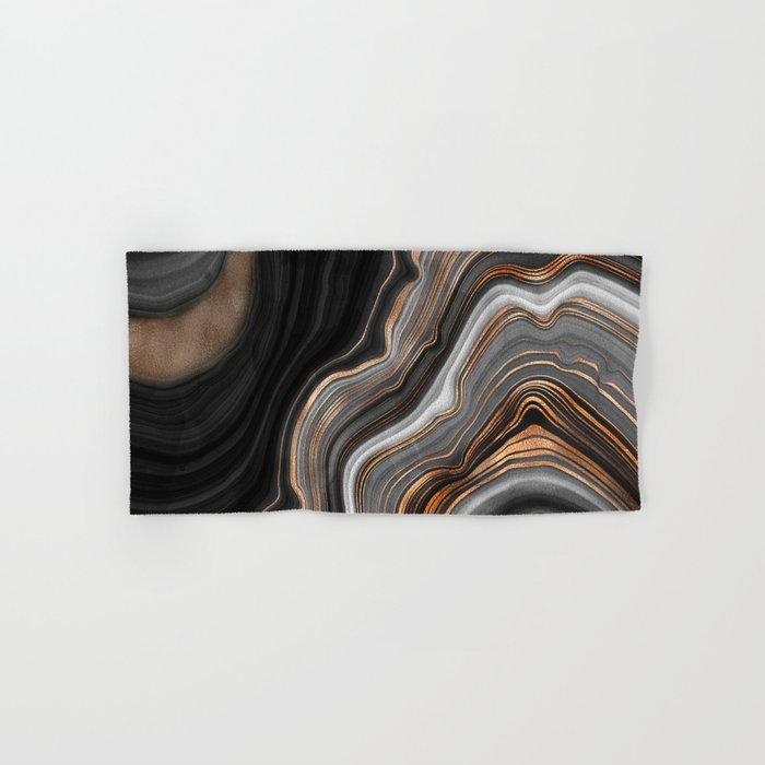 Elegant black marble with gold and copper veins Hand & Bath Towel