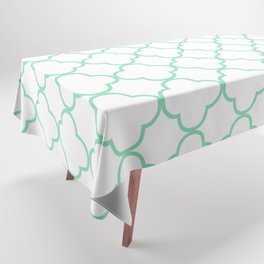 Quatrefoil (Mint & White Pattern) Tablecloth