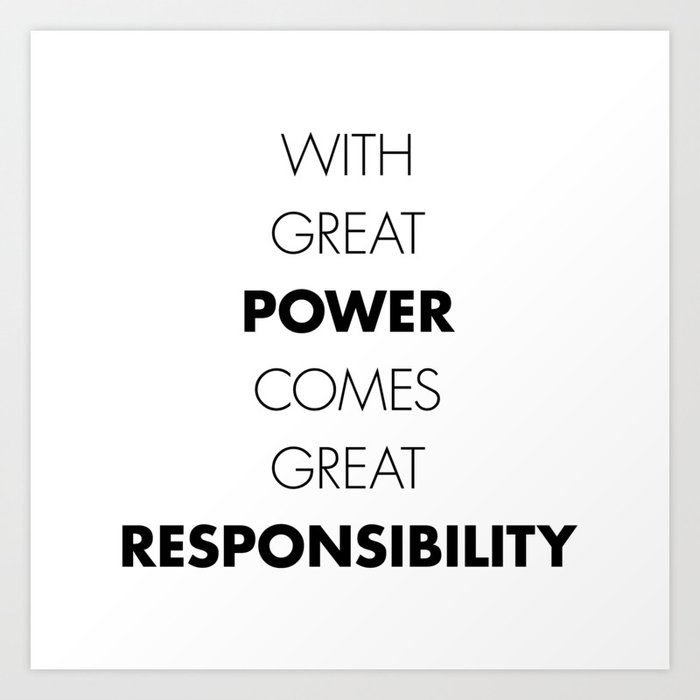 With Great Power Comes Great Responsibility, Scandinavian Quote Art