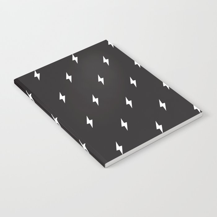 Lightning Bolt Pattern Black & White Notebook