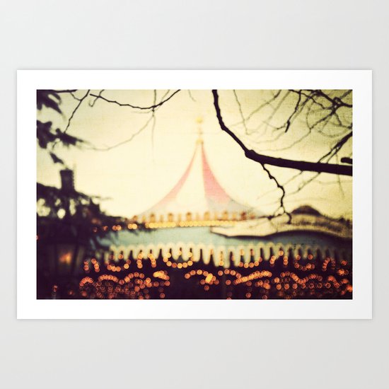 Carousel Goes Round and Round Art Print