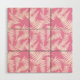 Pink And White Fern Leaf Pattern Wood Wall Art