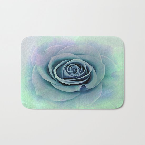 Tender Love Blue -Lavender Rose Abstract Bath Mat