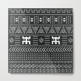 Black and white tribal ethnic pattern with geometric elements, traditional African mud cloth, tribal design, vintage illustration Metal Print | Artwork, African, Homedecor, Dots, B W, Bohemian, Chevron, Vintage, Design, Illustration 