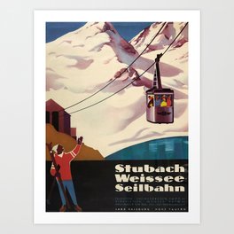 placard Stuch Weisssee Seilbahn Art Print | Switzerland, Suiza, Weisssee, Zwitzerland, Digital, Stbuach, Graphicdesign, Oeesterreich, Svizerra, E 
