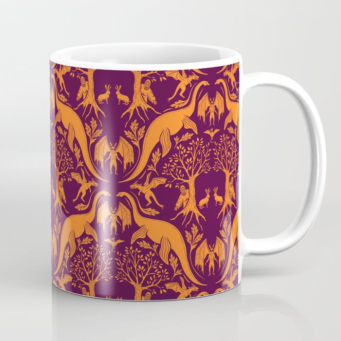 Magenta & Orange Cryptid Damask Coffee Mug