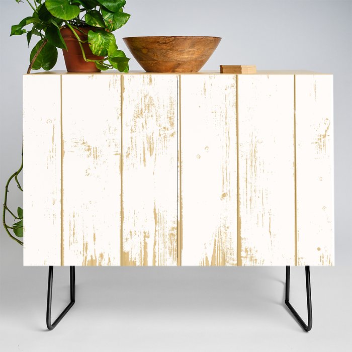 Rustic Wooden Texture White And Gold Antique Wood Credenza By