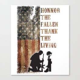 Vintage USA Flag Honor The Fallen Thank The Living Memorial's Day Veteran's Day Canvas Print