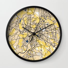 Rome Yellow City Map Wall Clock