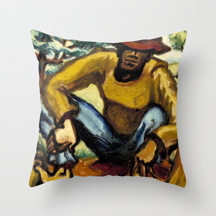 African American Masterpiece 'Resting' portrait painting by Claude Clark Throw Pillow