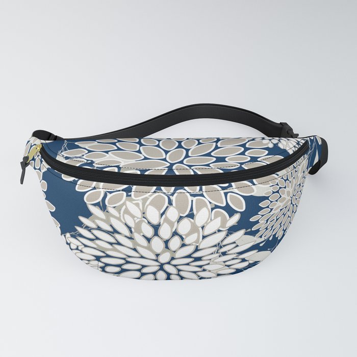 Leaves and Blooms, Blue and Gray Fanny Pack