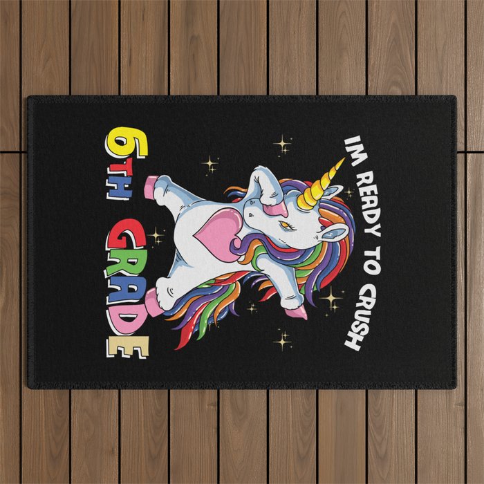 Ready To Crush 6th Grade Dabbing Unicorn Outdoor Rug