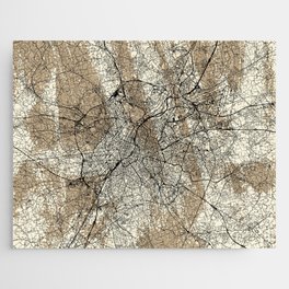 Brussels, Belgium - Artistic Map Art Print Jigsaw Puzzle