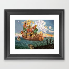 (Copy of) Ship with the Butterfly Sails by Salvador Dalí Sticker Framed Art Print