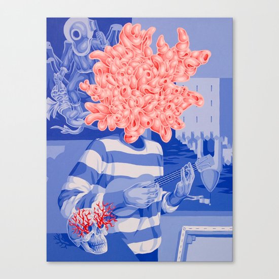 Selfportrait with musician Canvas Print