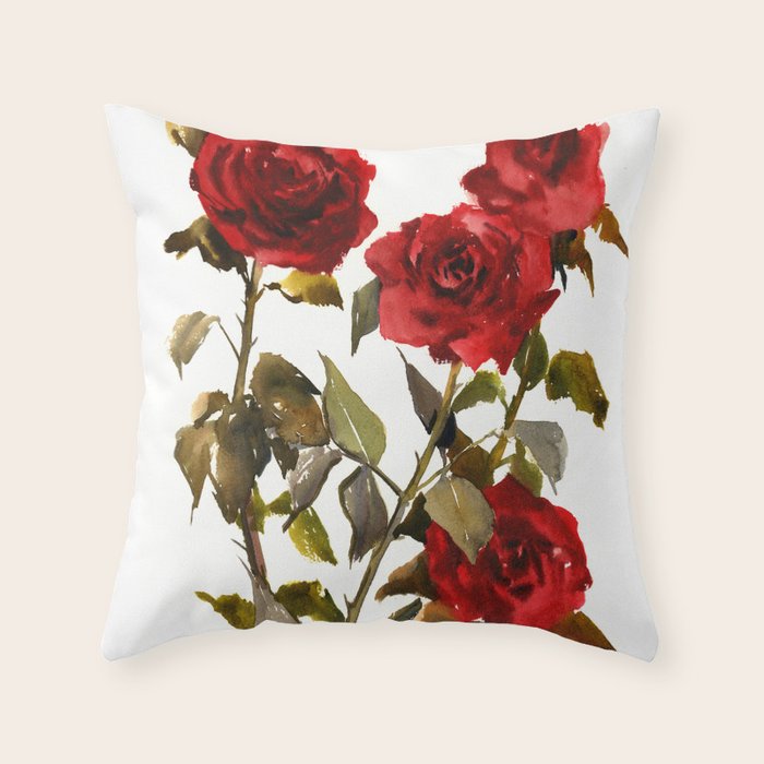 Burgundy Red Roses Deep Red Floral Olive Green Dark Red Design