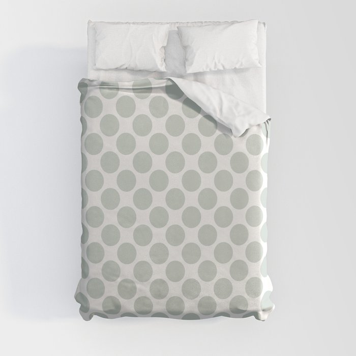 Mint Green and White Polka Dot Pattern Behr 2022 Color of the Year Breezeway MQ3-21 Duvet Cover