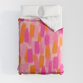 Abstract, Paint Brush Effect, Orange and Pink Comforter
